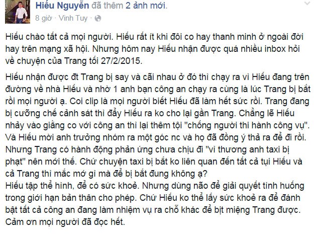 Hieu Nguyen len tieng ve su co Trang Tran bi bat-Hinh-2